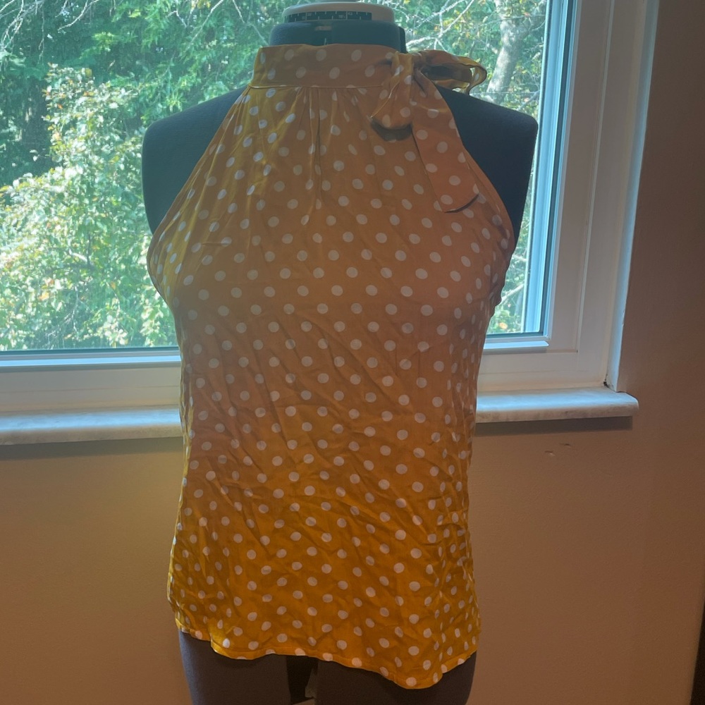 NWT Paradis Miss Yellow Polka Dot Tie Top